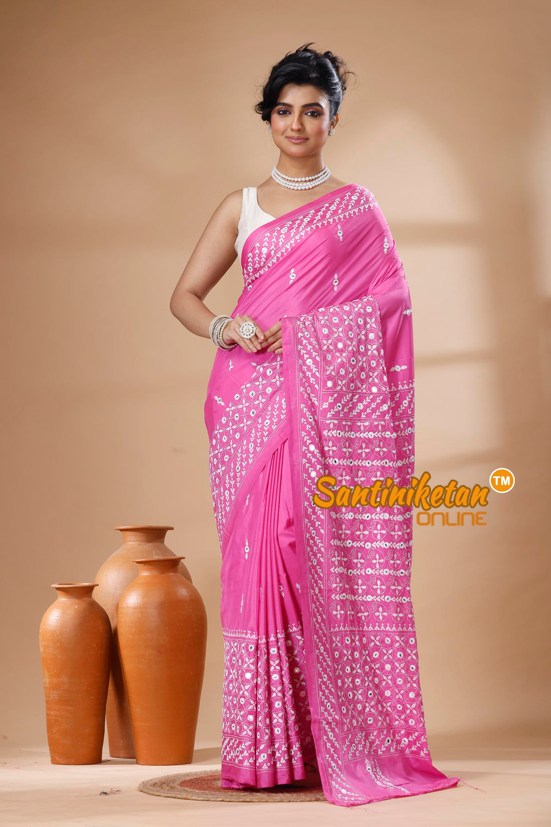 Bangalore Silk Kantha Stitch Saree SN202626090