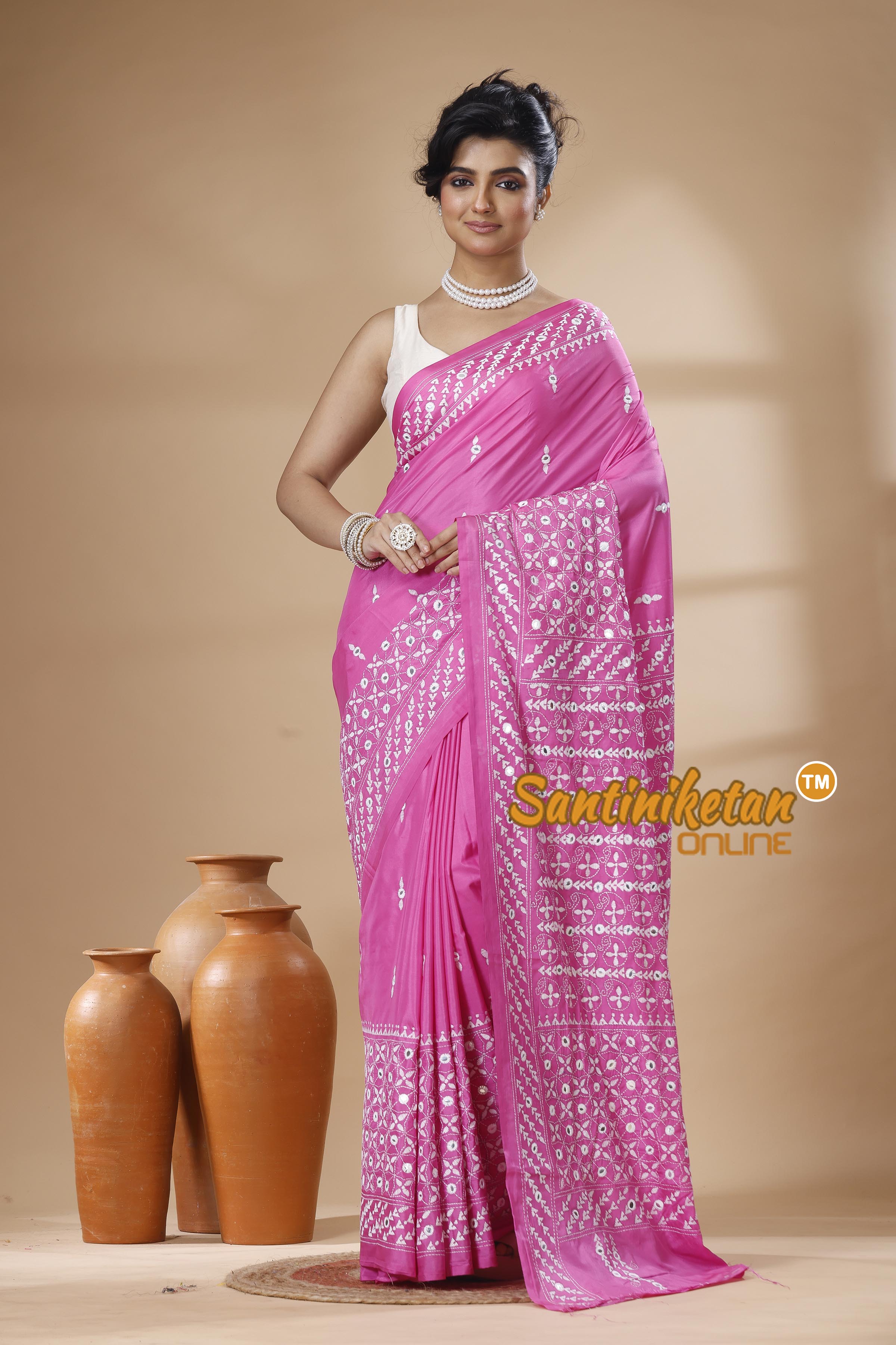 Bangalore Silk Kantha Stitch Saree SN202626090