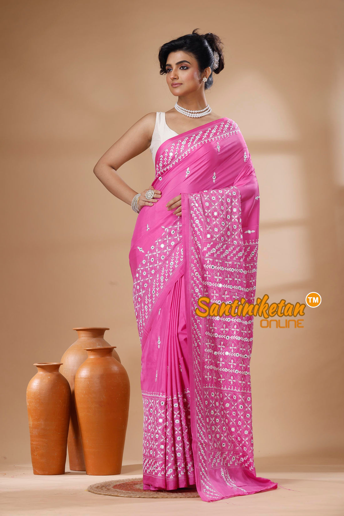 Bangalore Silk Kantha Stitch Saree SN202626090