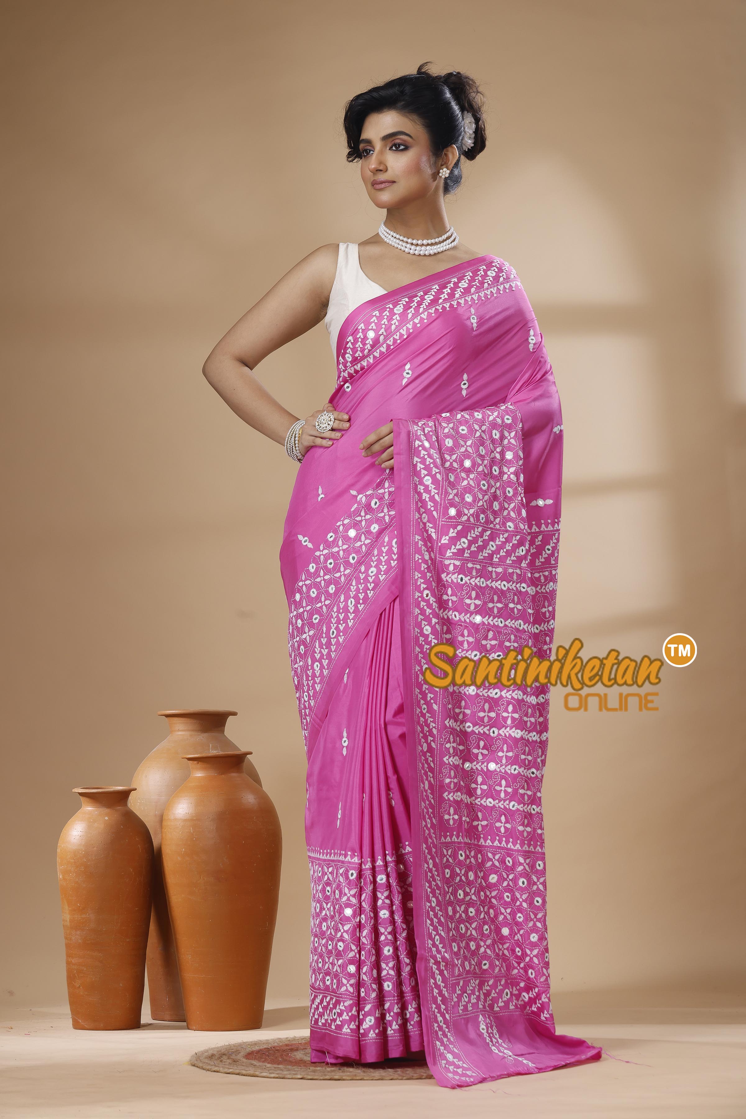Bangalore Silk Kantha Stitch Saree SN202626090