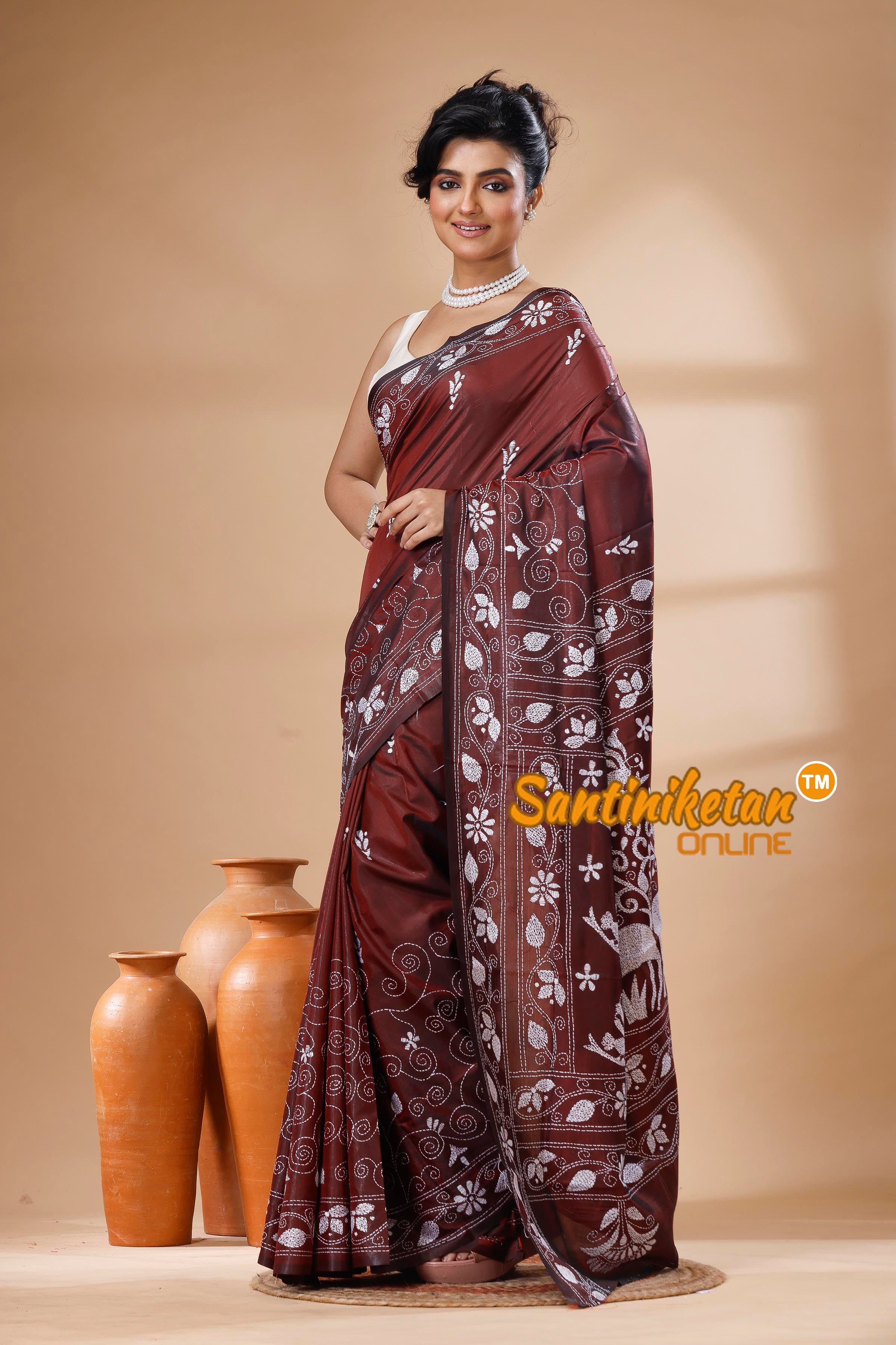 Bangalore Silk Kantha Stitch Saree SN202626096