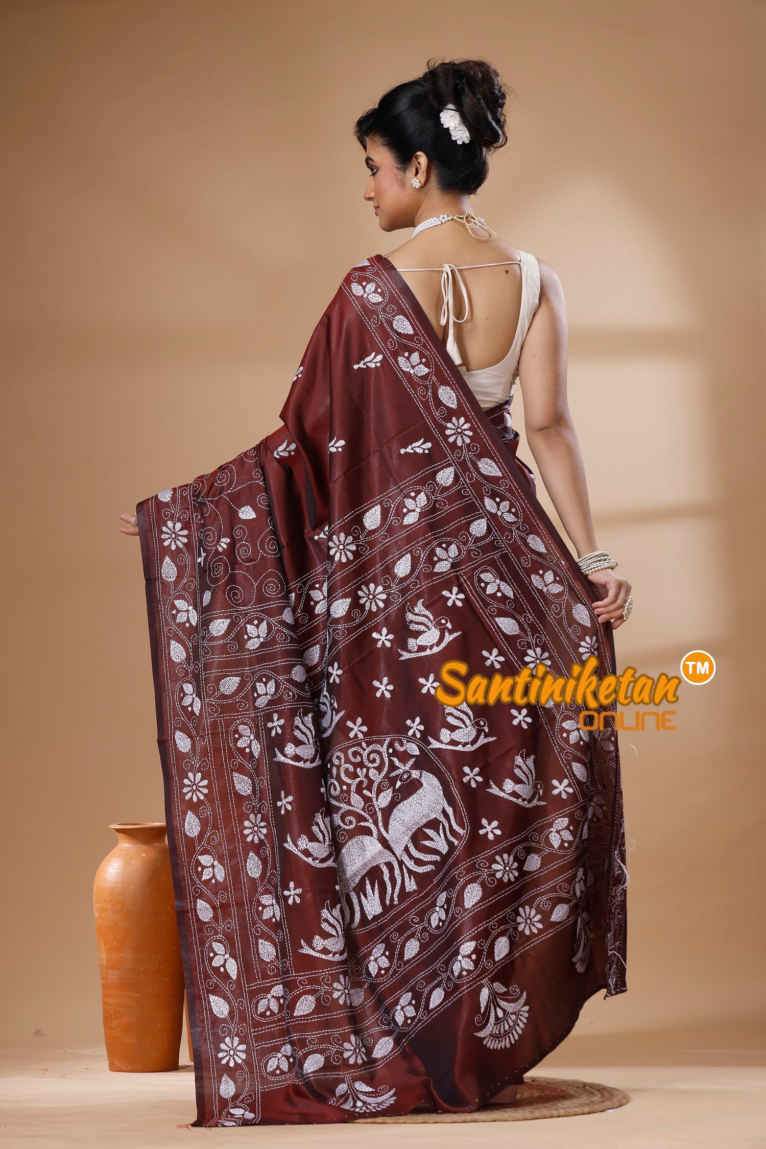 Bangalore Silk Kantha Stitch Saree SN202626096