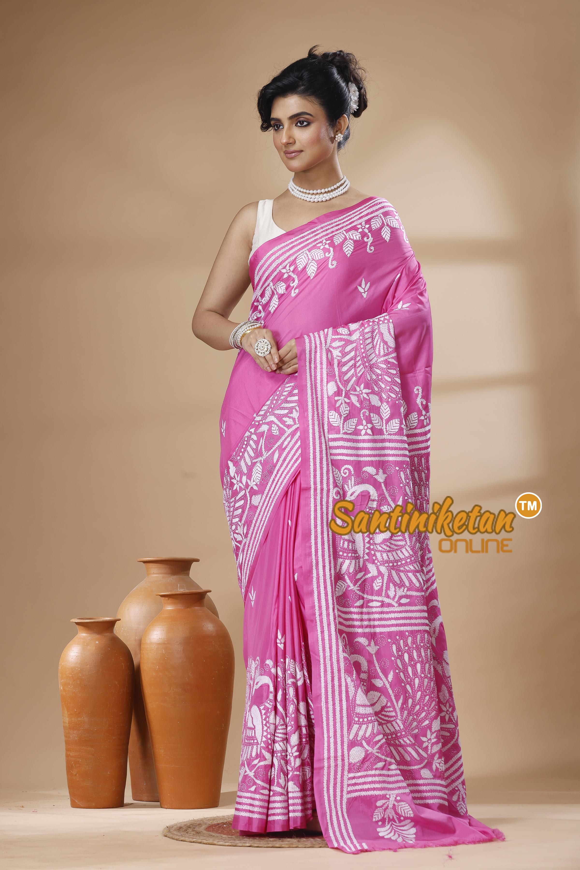 Bangalore Silk Kantha Stitch Saree SN202626102