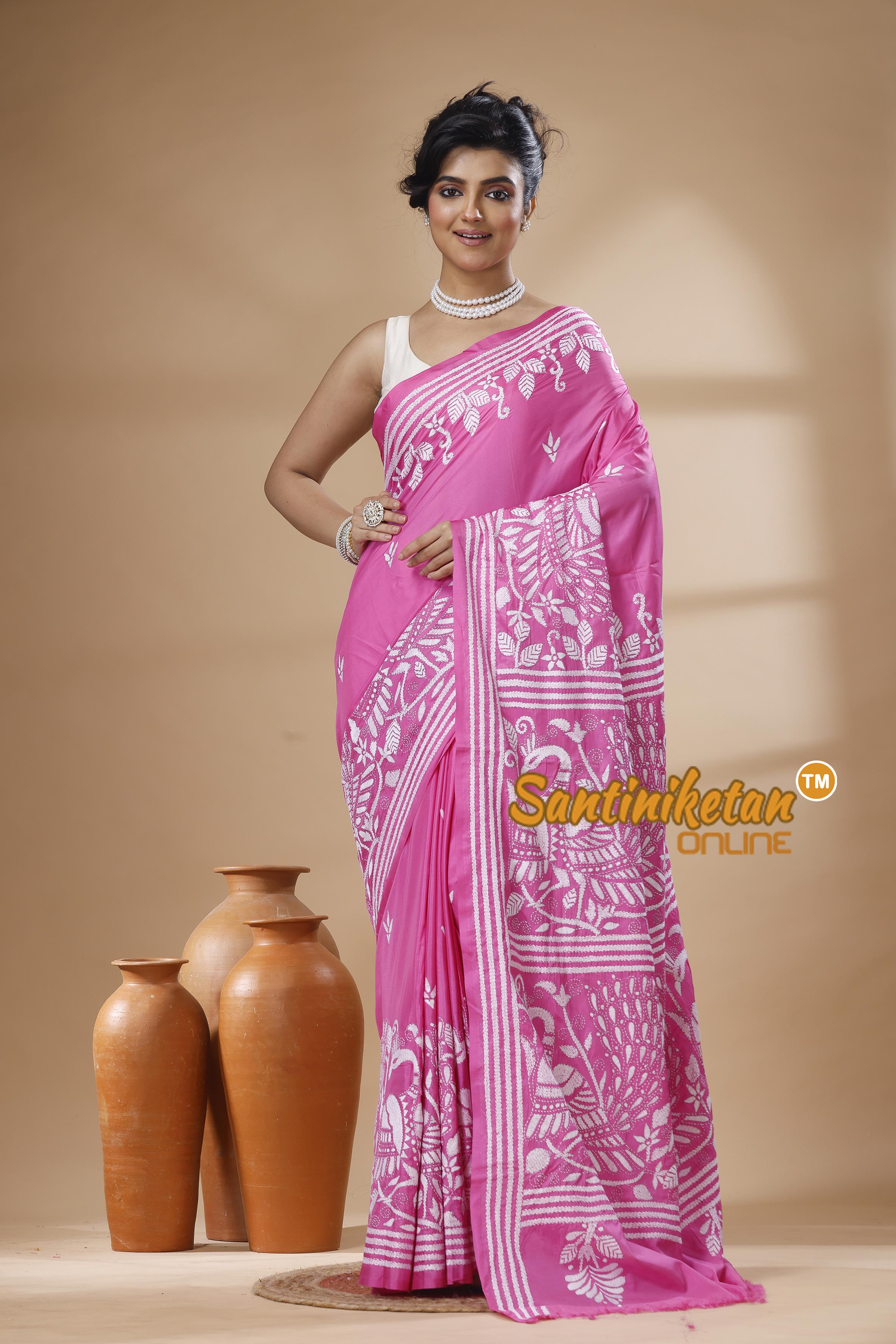 Bangalore Silk Kantha Stitch Saree SN202626102