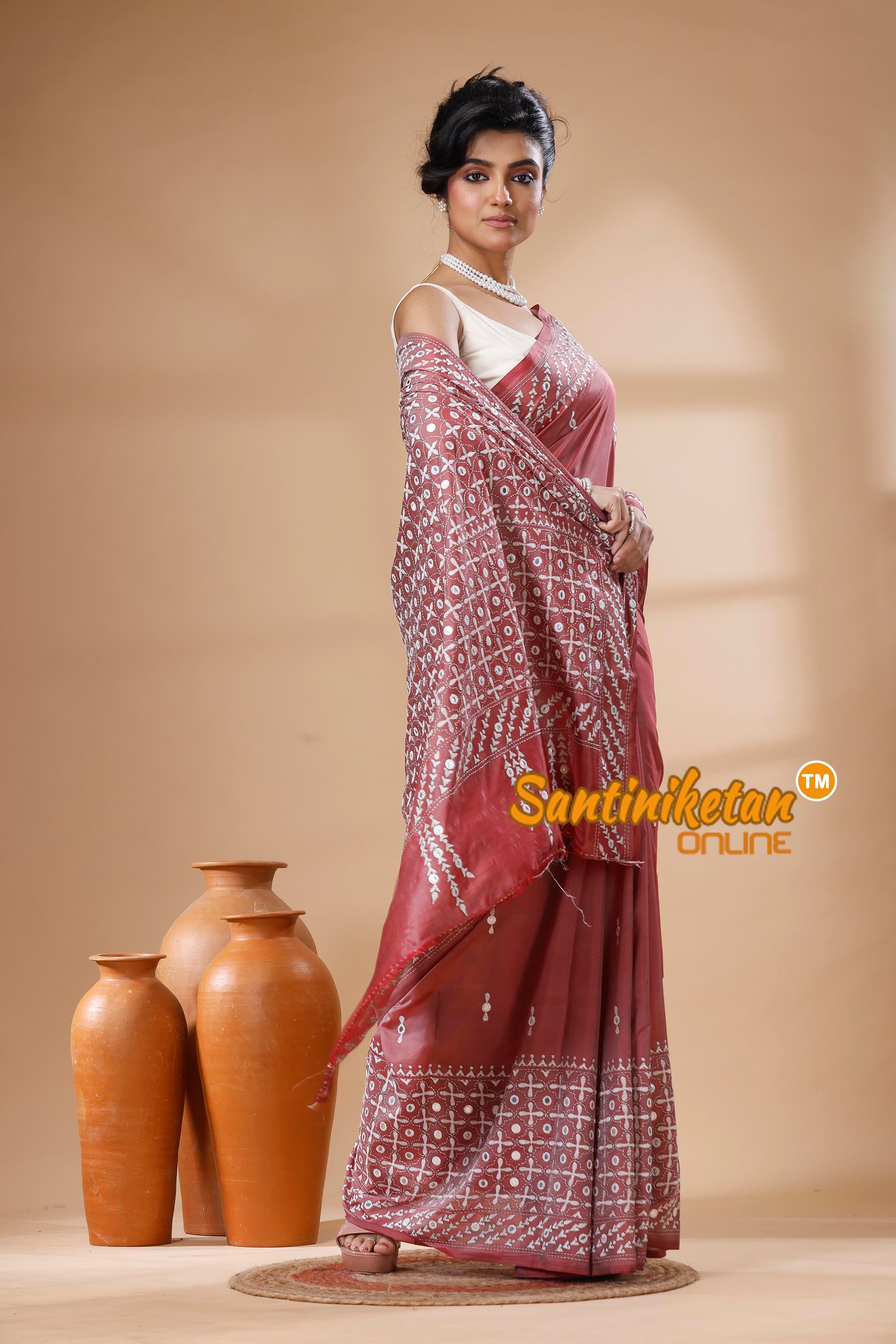 Bangalore Silk Kantha Stitch Saree SN202626168