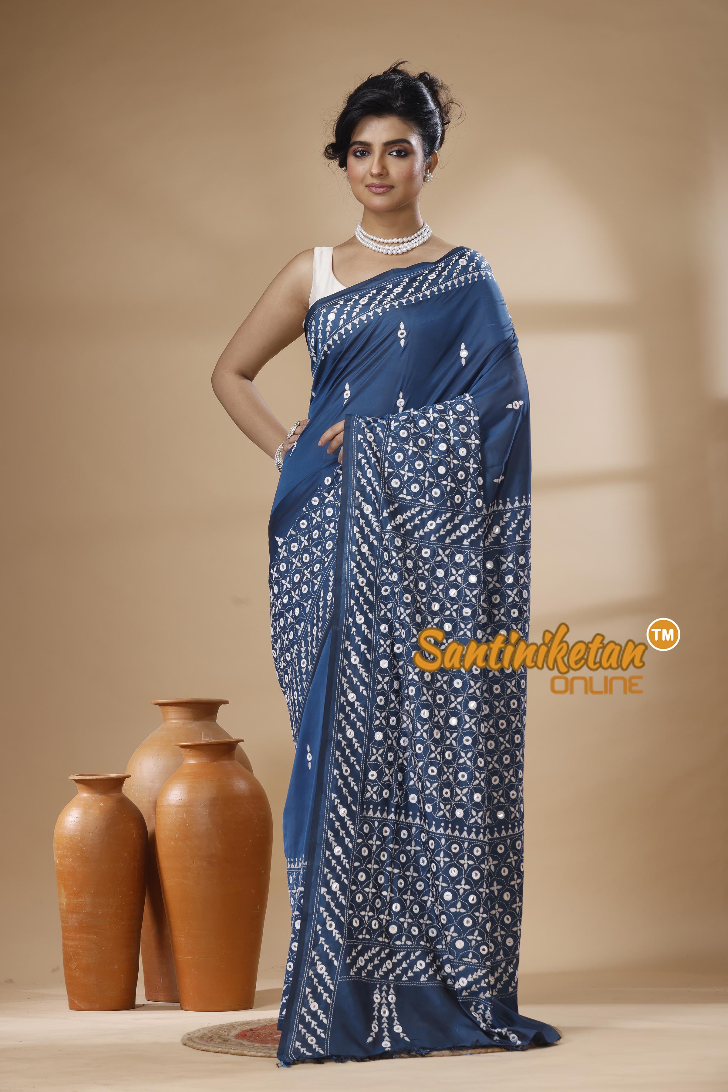 Bangalore Silk Kantha Stitch Saree SN202626198
