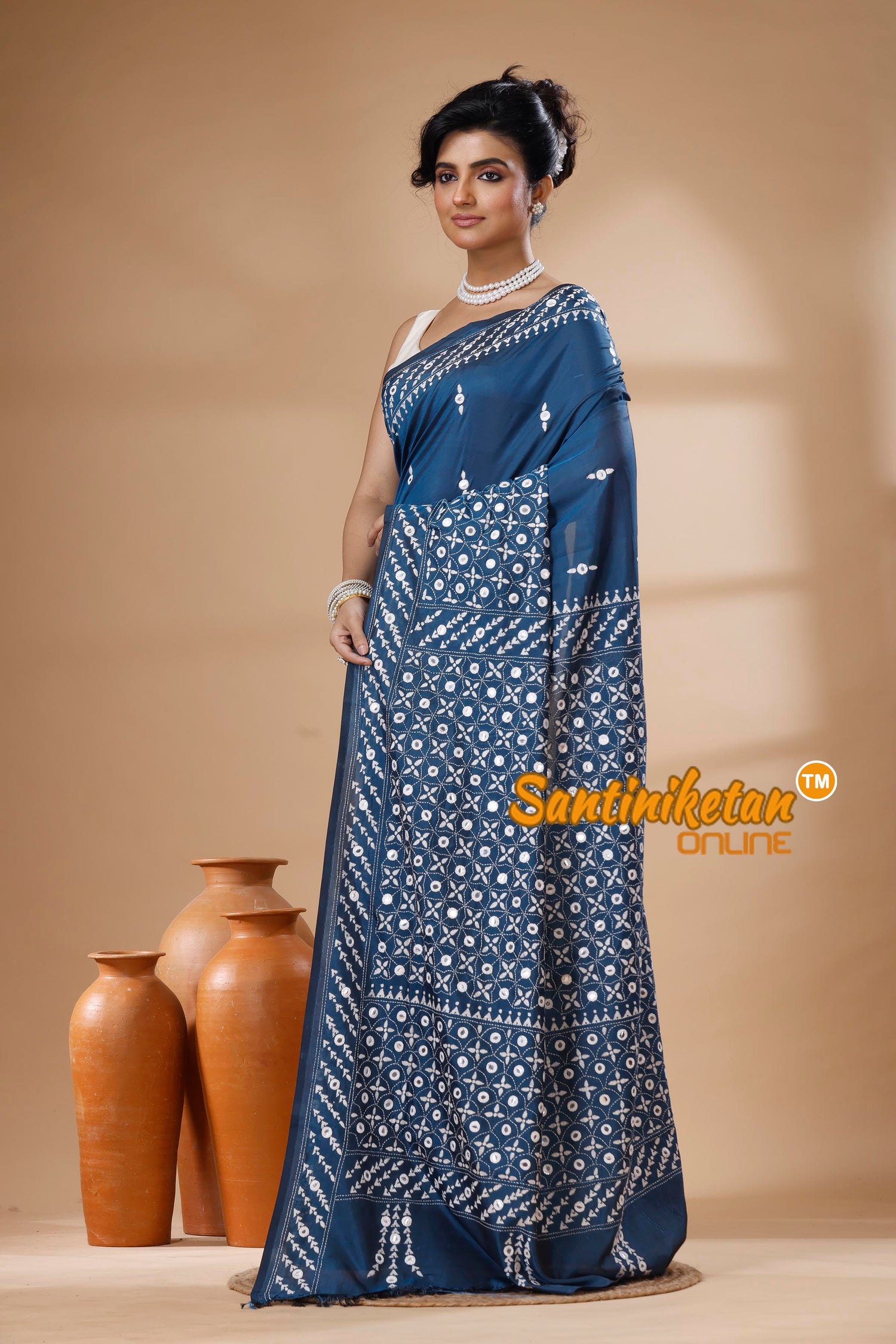 Bangalore Silk Kantha Stitch Saree SN202626198