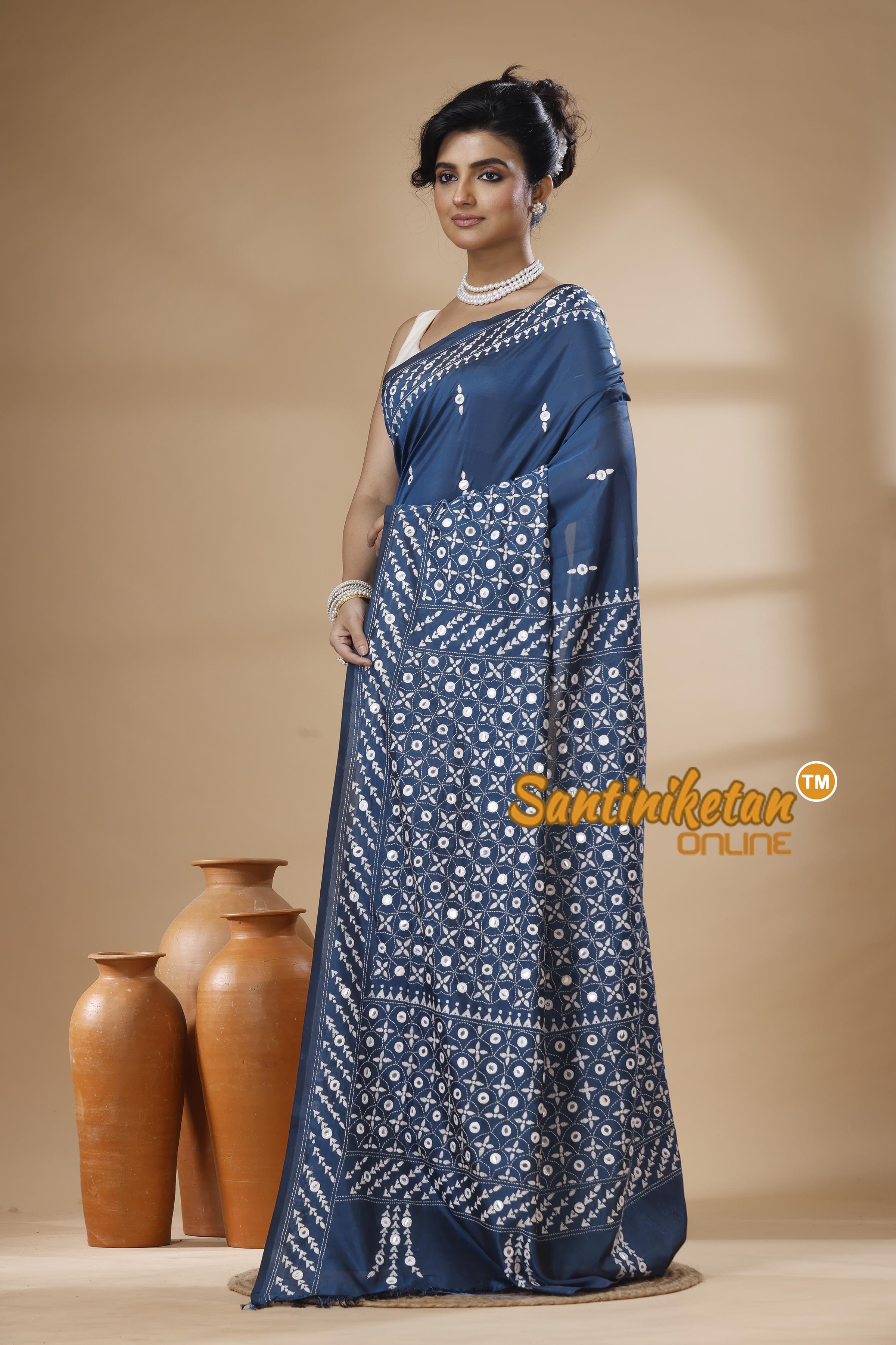 Bangalore Silk Kantha Stitch Saree SN202626198