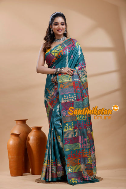 Pure Dye Tussar Silk Lambani Stitch Saree
