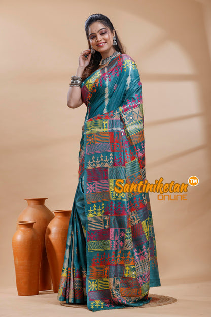 Pure Dye Tussar Silk Lambani Stitch Saree
