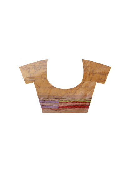 Bangalore Silk Batik Kantha Stitch Saree