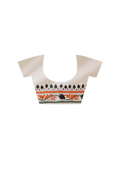 Tussar Silk Kantha Stitch Saree