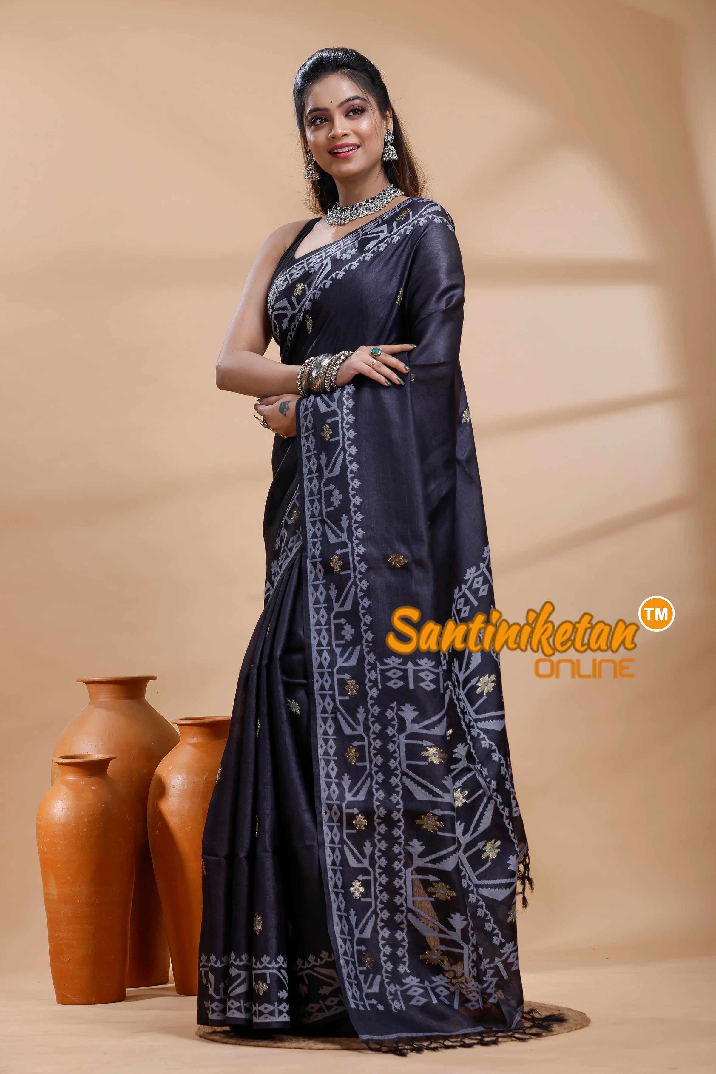 Pure Tussar Jamdani Saree