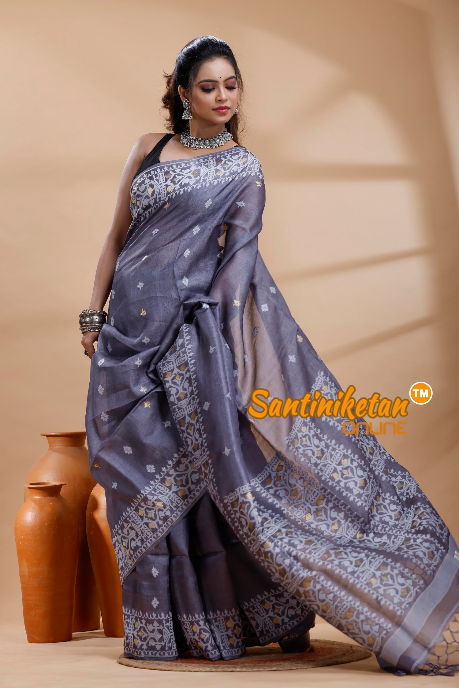 Pure Tussar Jamdani Saree