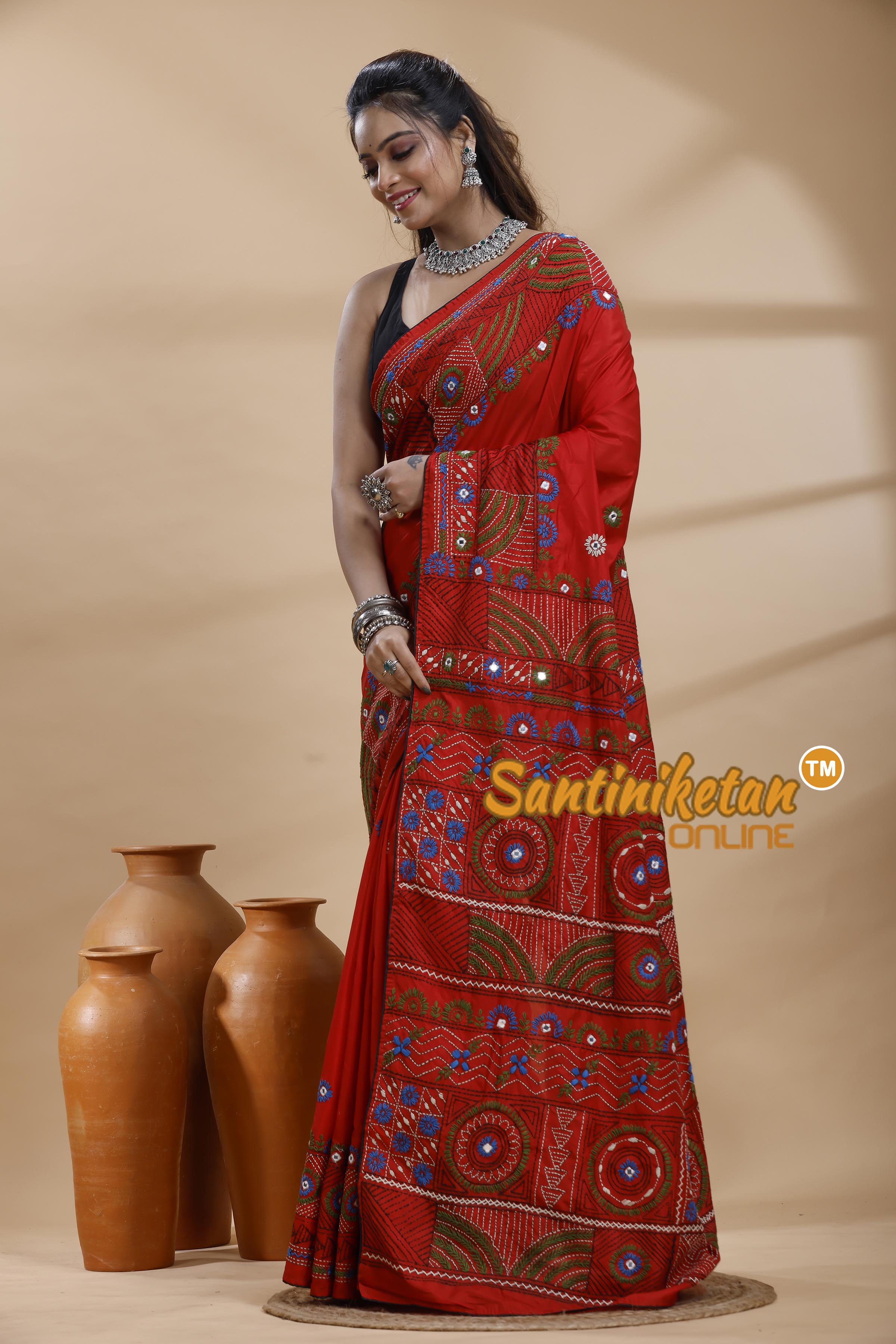 Bangalore Silk Lambani Stitch Saree