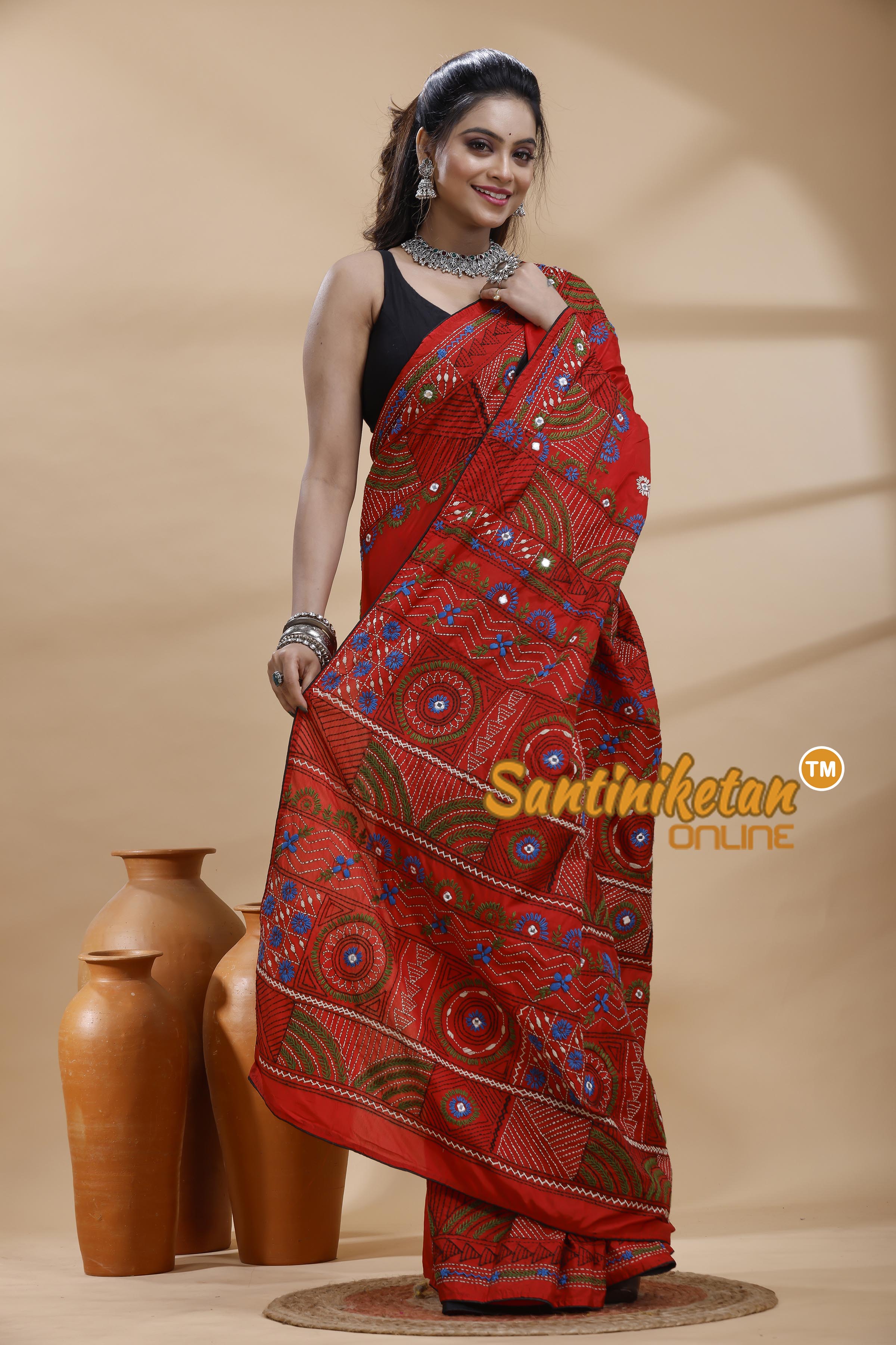 Bangalore Silk Lambani Stitch Saree