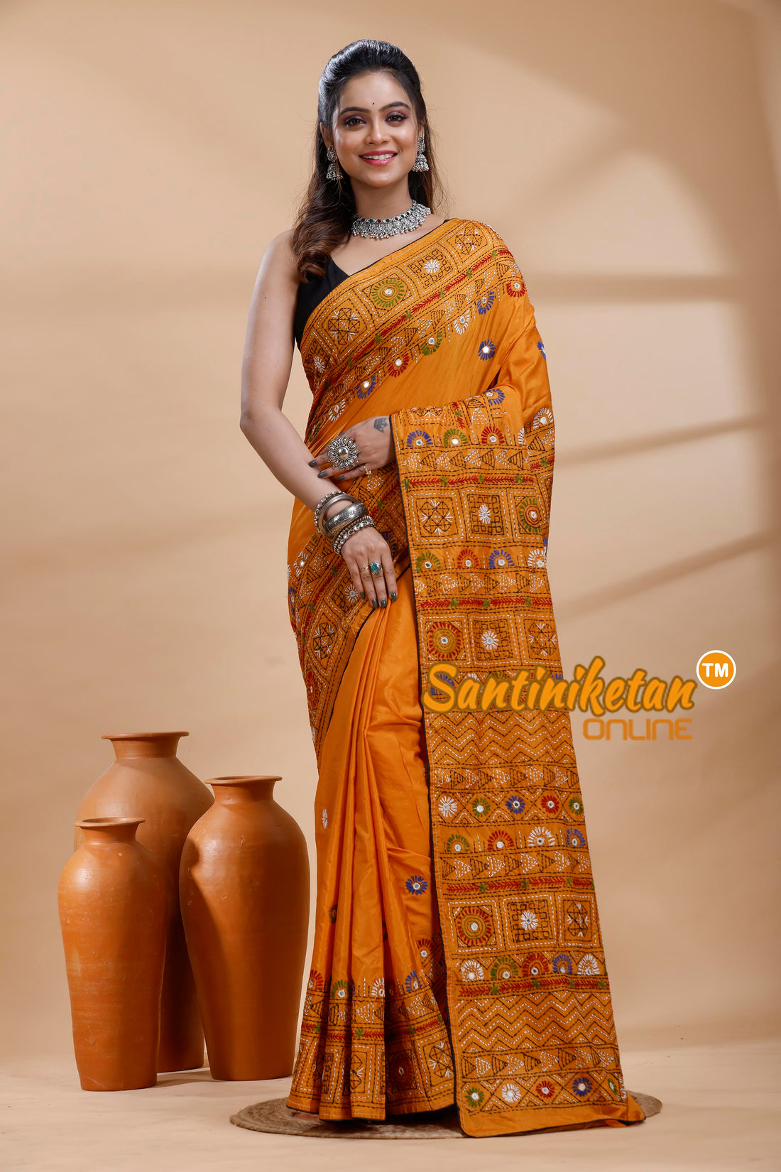 Bangalore Silk Lambani Stitch Saree