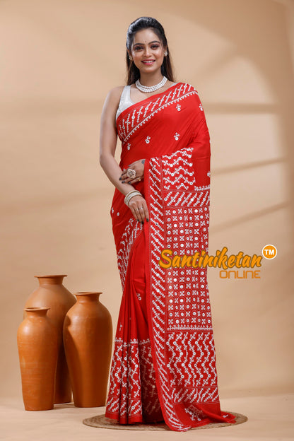 Bangalore Silk Gujrati Stitch Saree