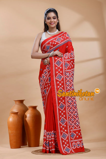 Bangalore Silk Gujrati Stitch Saree