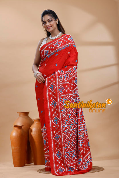 Bangalore Silk Gujrati Stitch Saree