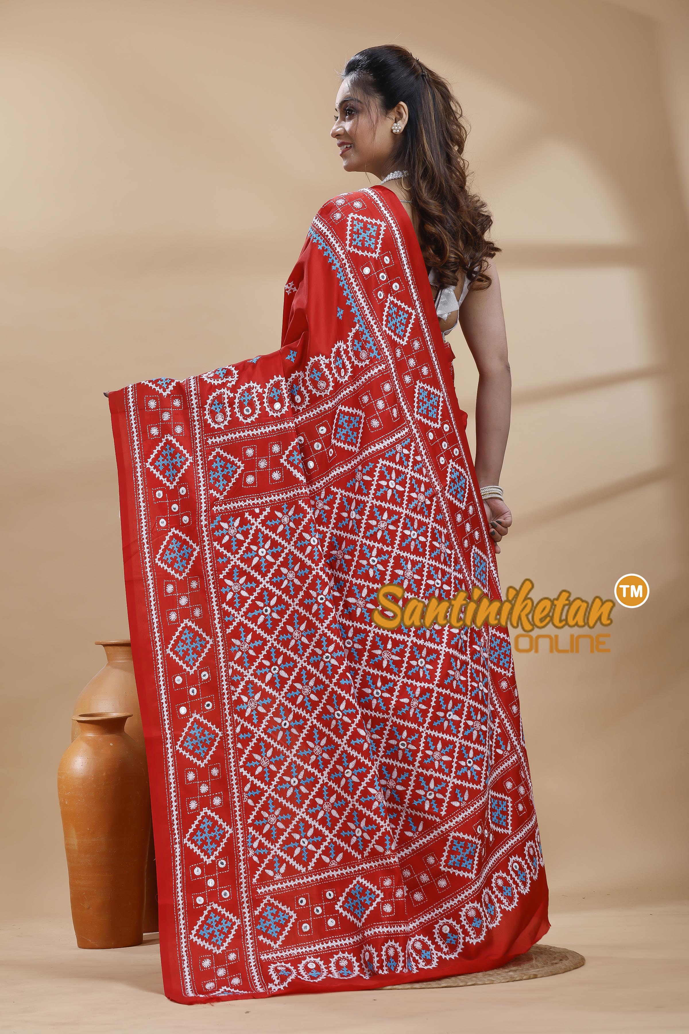 Bangalore Silk Gujrati Stitch Saree