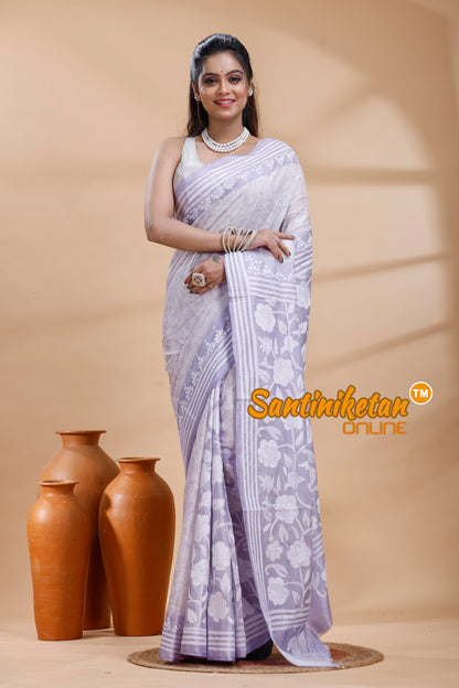 Bangalore Silk Batik Kantha Stitch Saree