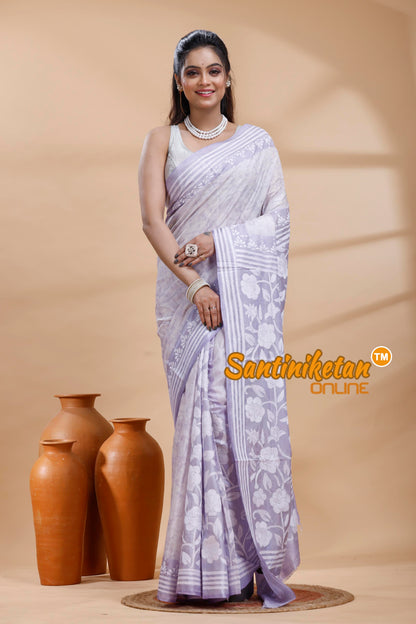 Bangalore Silk Batik Kantha Stitch Saree