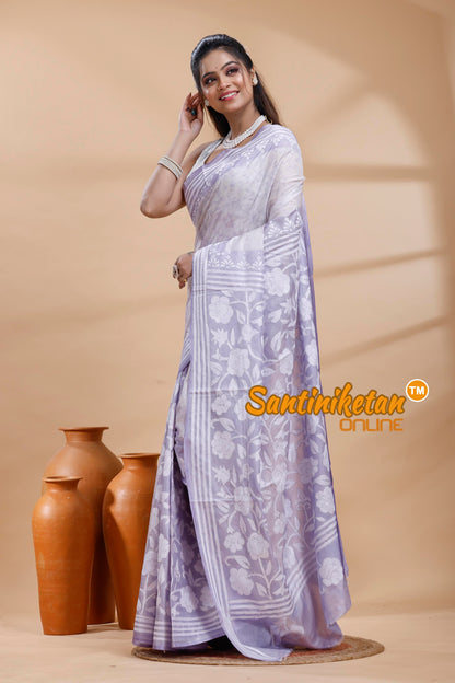 Bangalore Silk Batik Kantha Stitch Saree