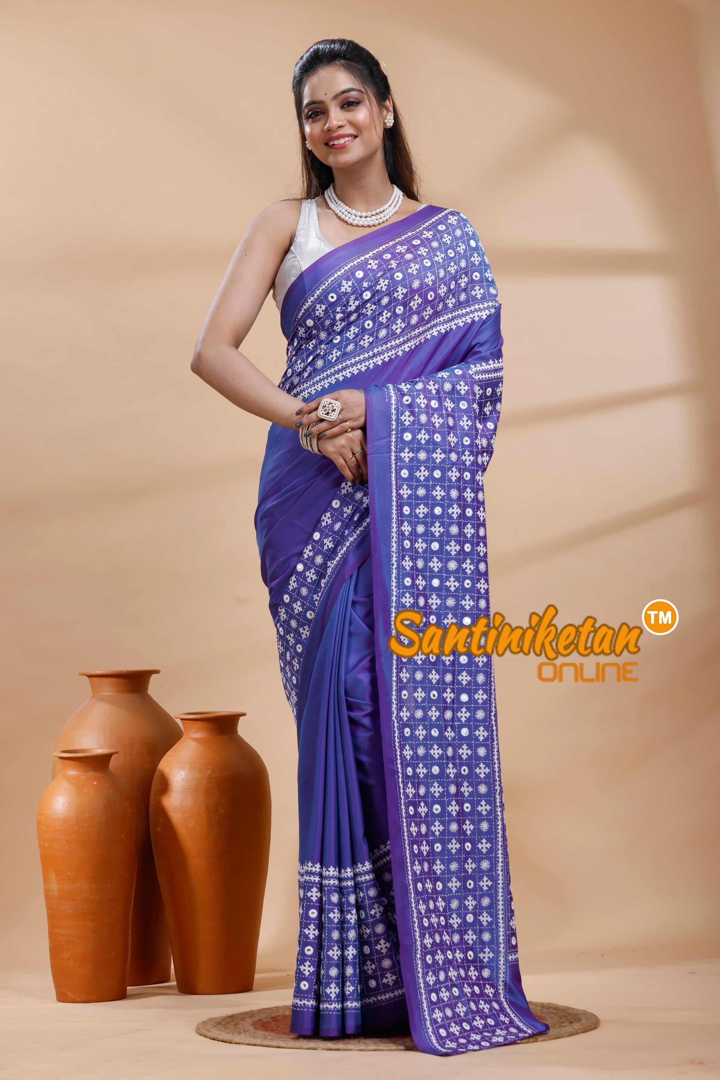 Bangalore Silk Gujrati Stitch Saree