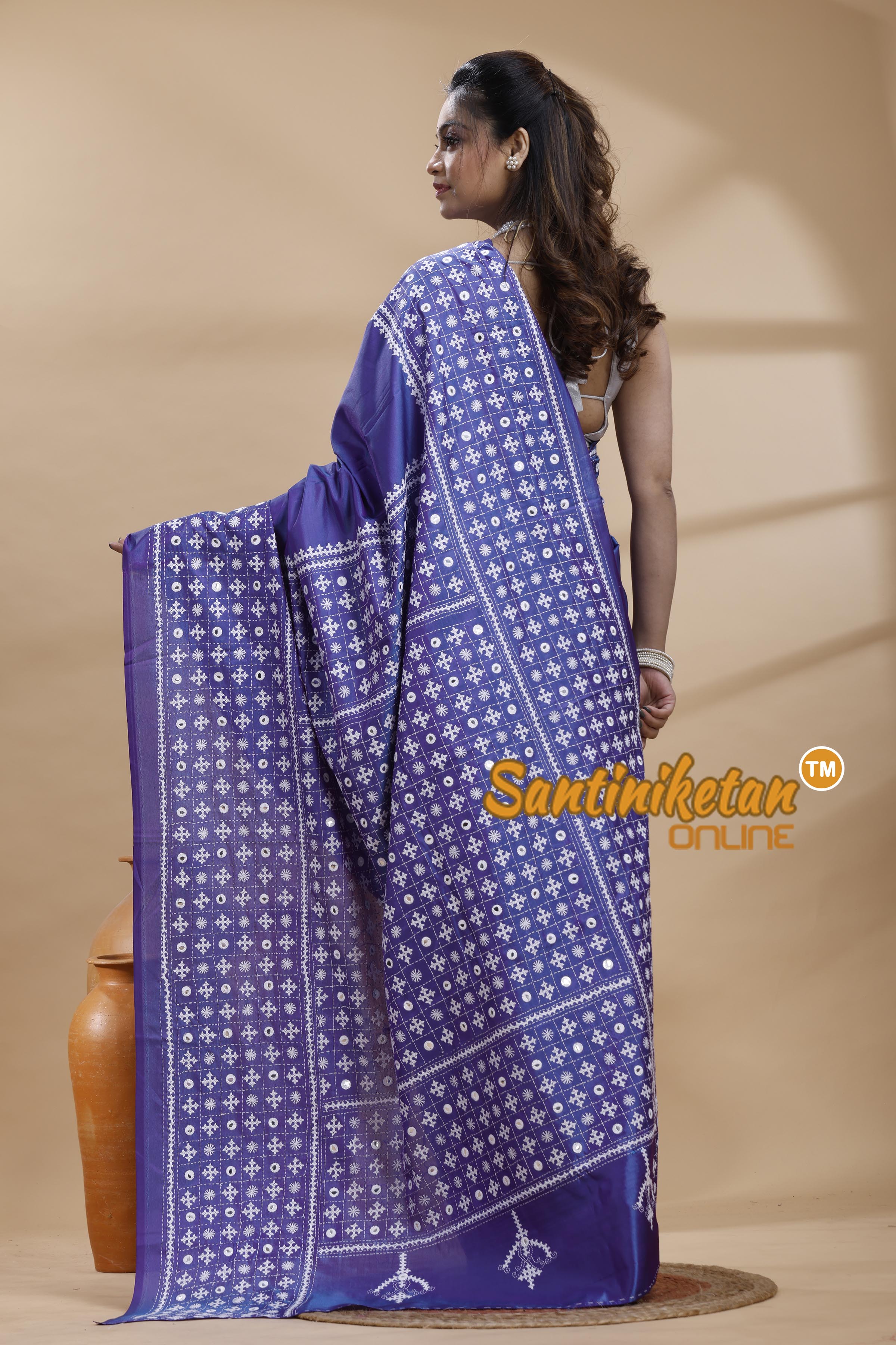 Bangalore Silk Gujrati Stitch Saree