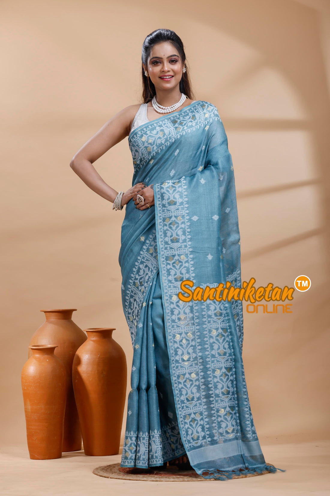 Pure Tussar Jamdani Saree