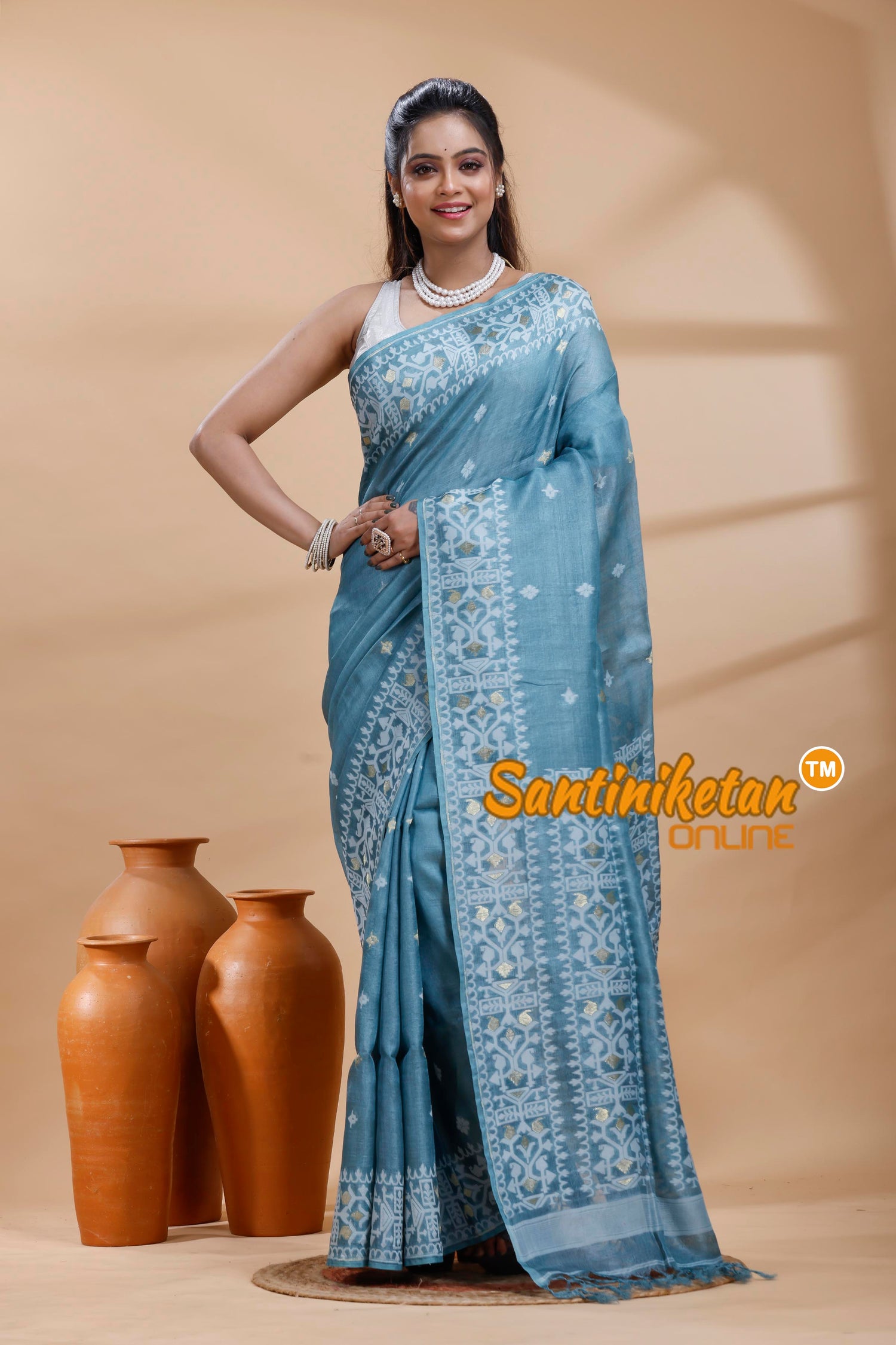 Pure Tussar Jamdani Saree