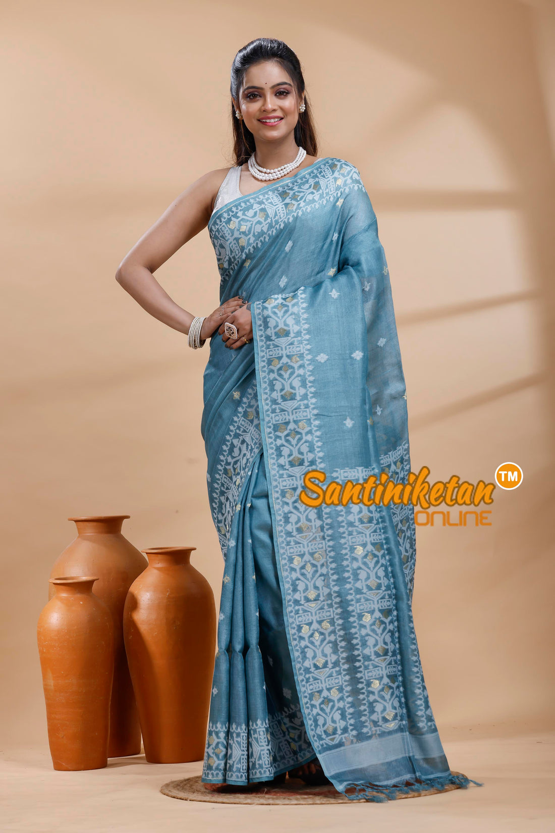 Pure Tussar Jamdani Saree