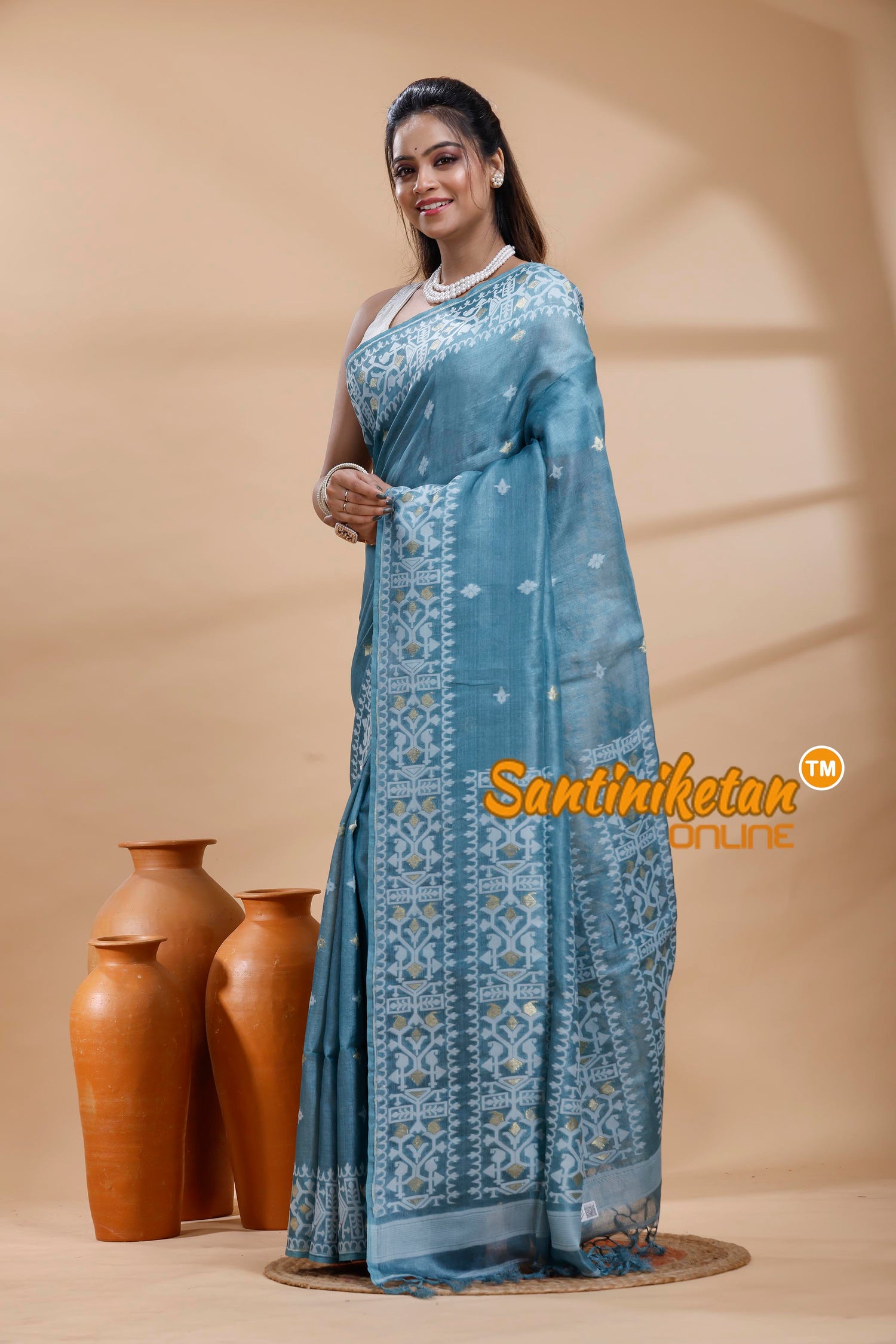 Pure Tussar Jamdani Saree