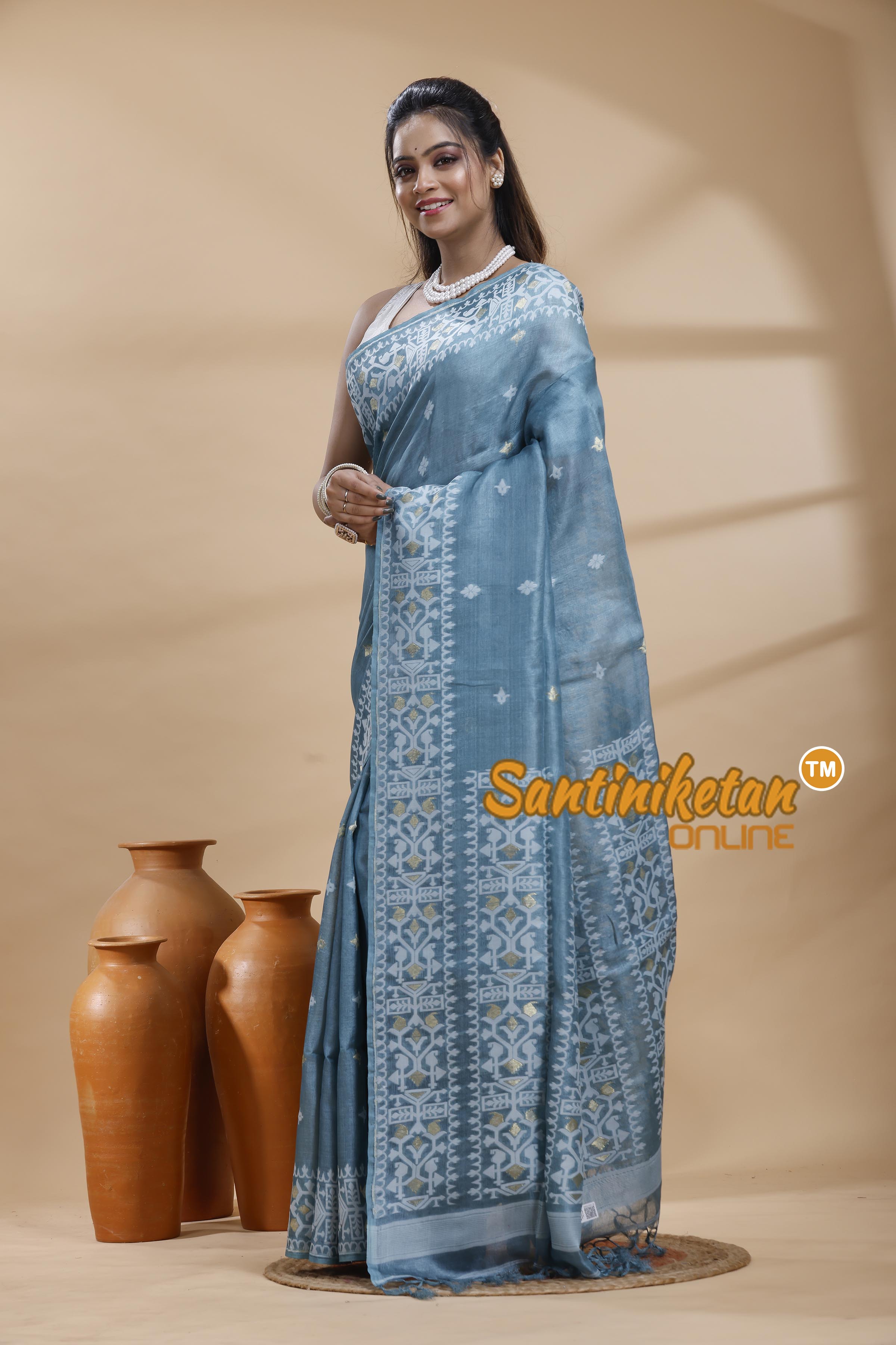 Pure Tussar Jamdani Saree