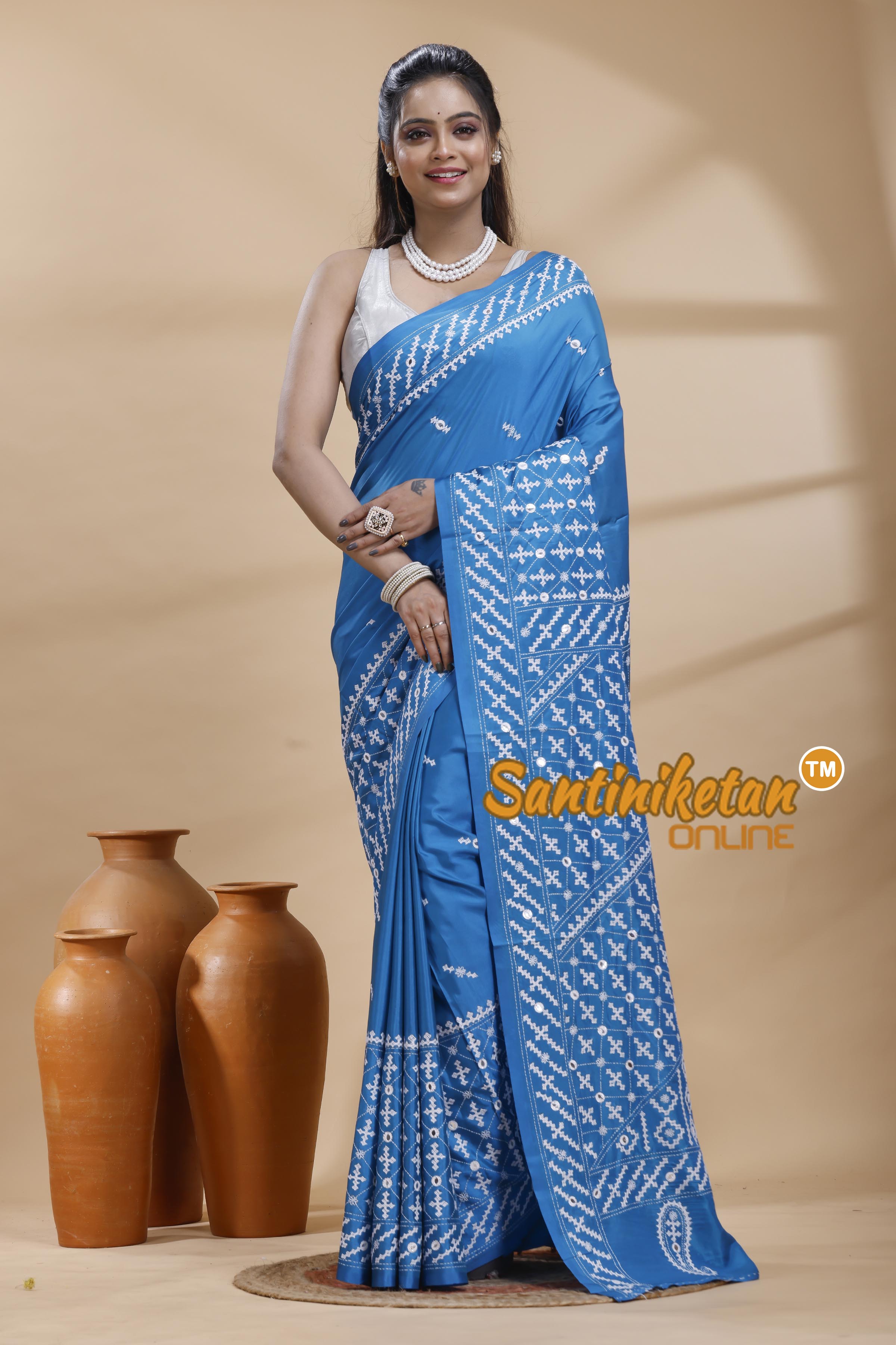 Bangalore Silk Gujrati Stitch Saree