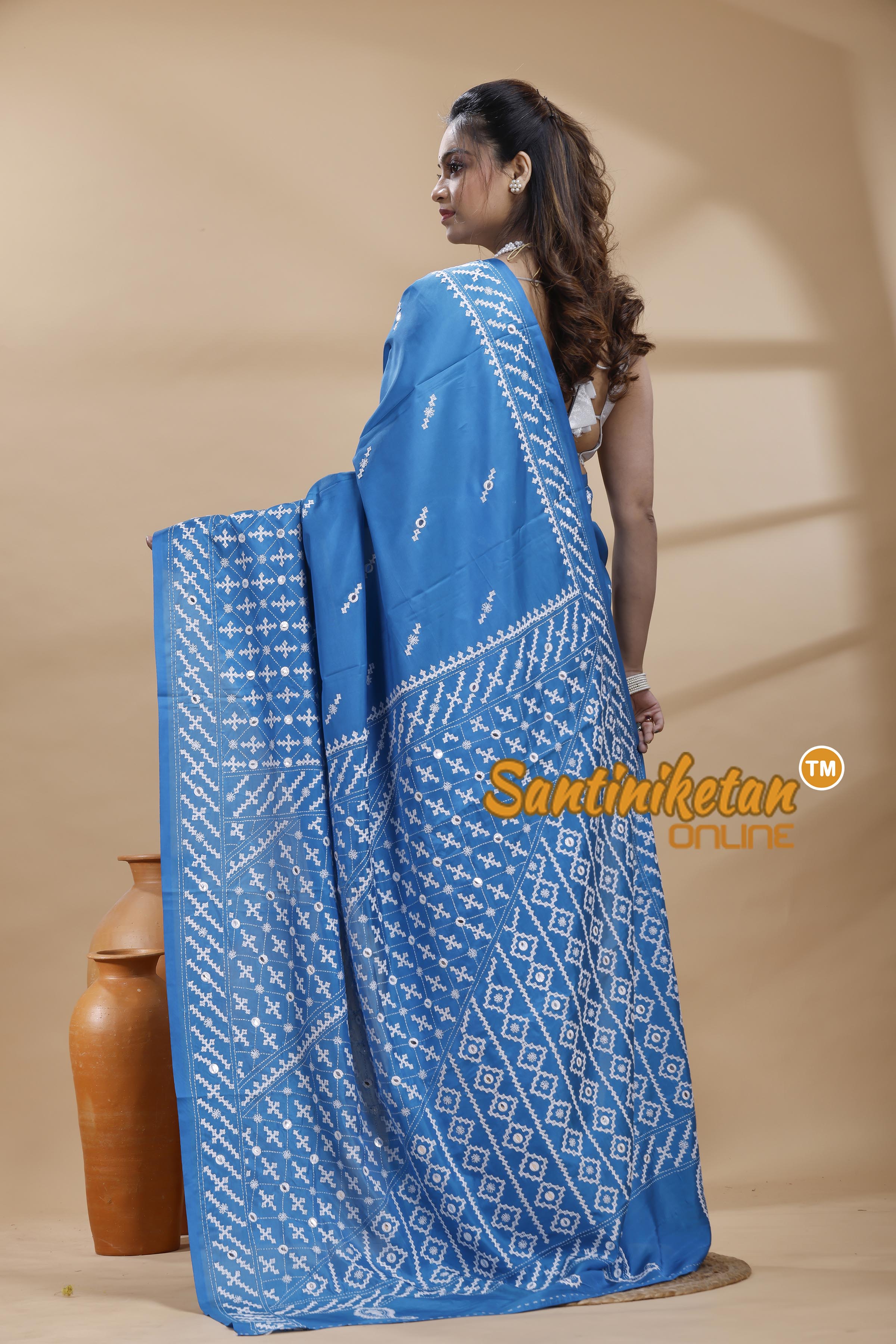 Bangalore Silk Gujrati Stitch Saree