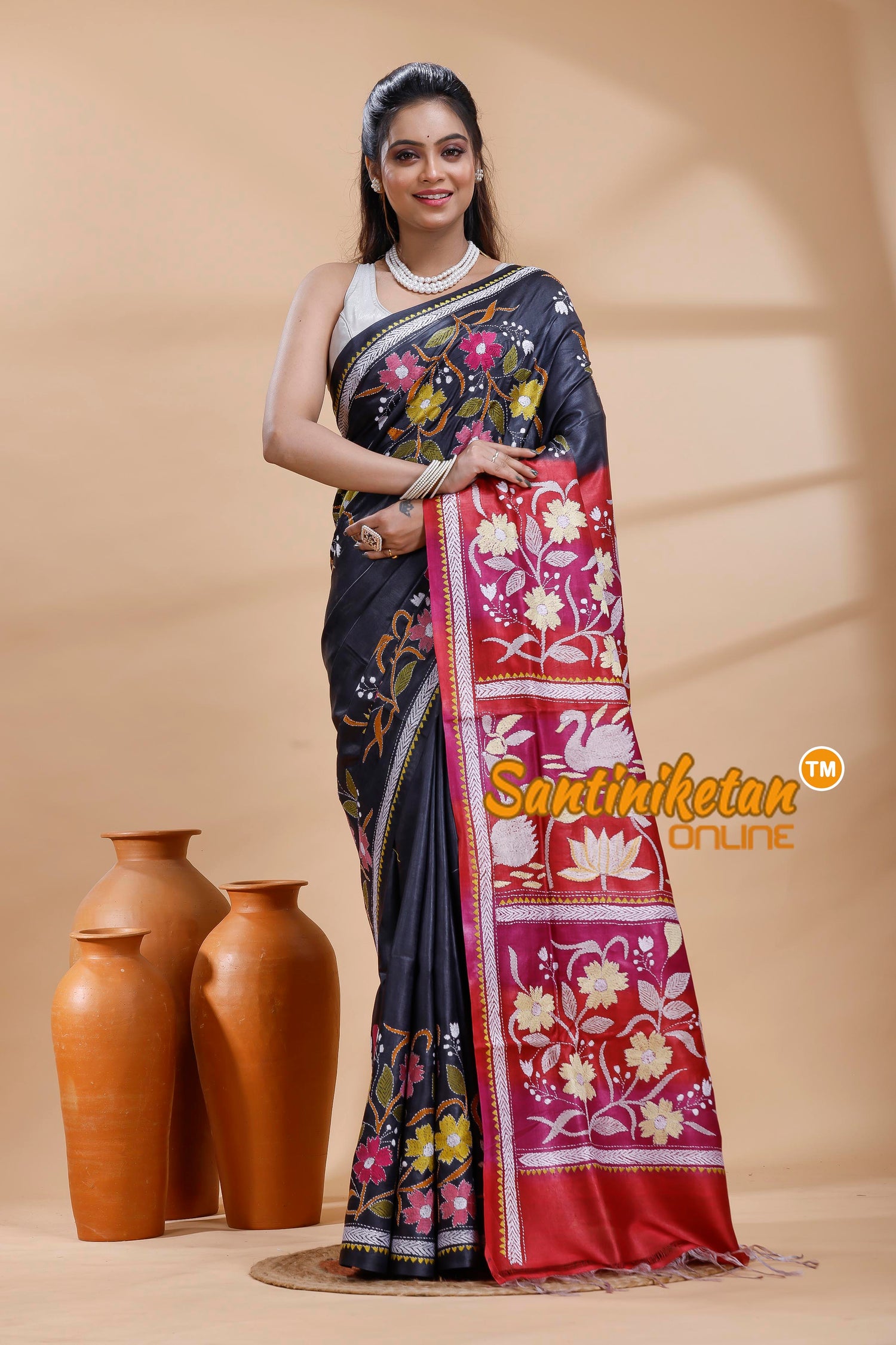 Tussar Silk Gujrati Stitch Saree