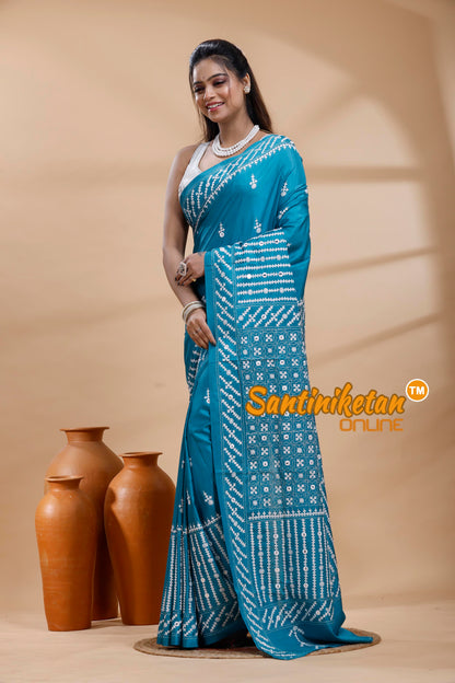 Bangalore Silk Gujrati Stitch Saree