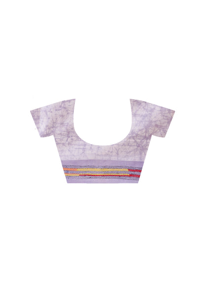 Bangalore Silk Batik Kantha Stitch Saree