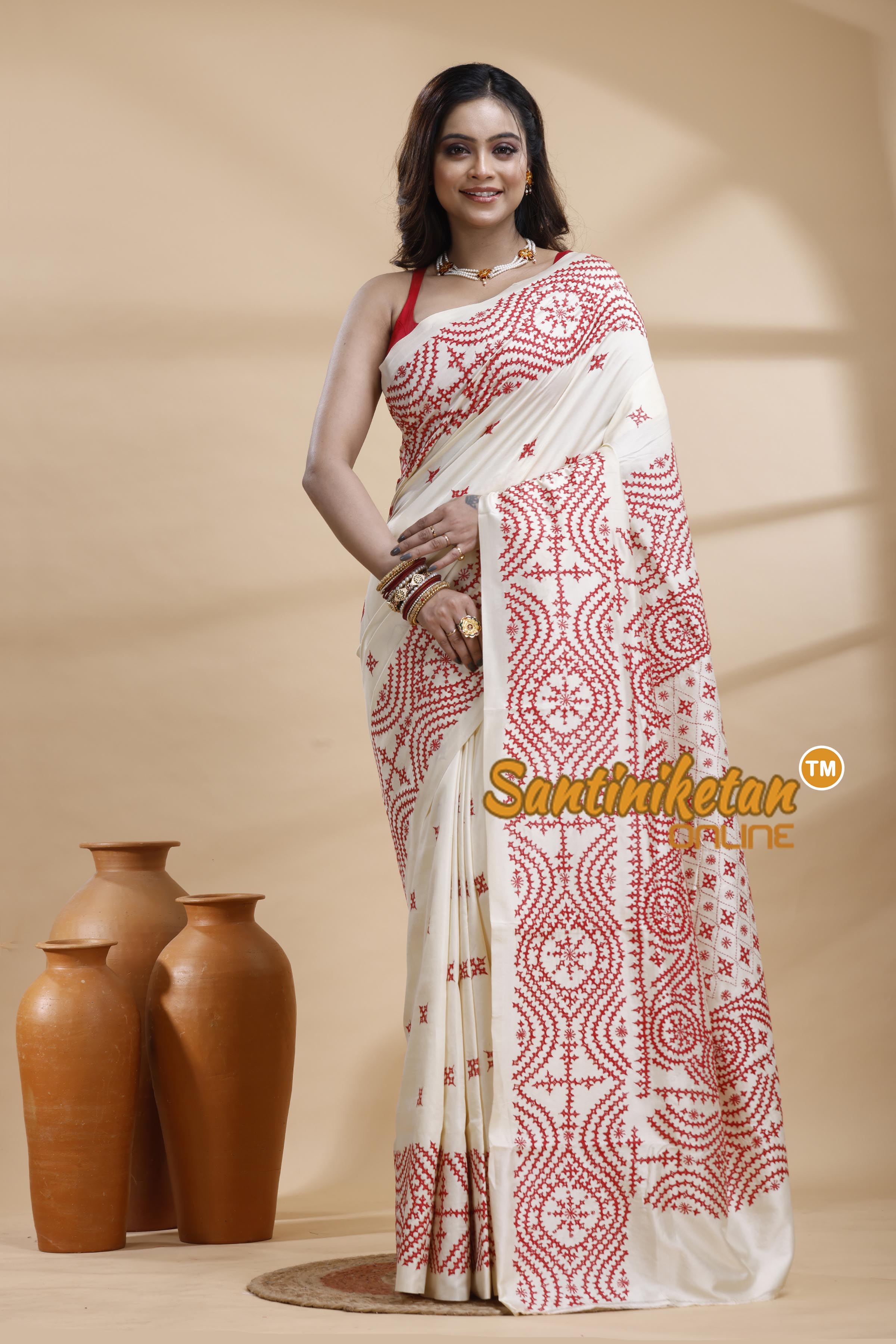 Tussar Silk Gujrati Stitch Saree