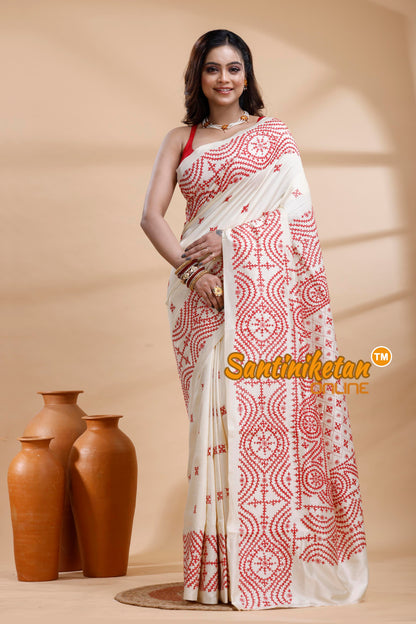 Tussar Silk Gujrati Stitch Saree