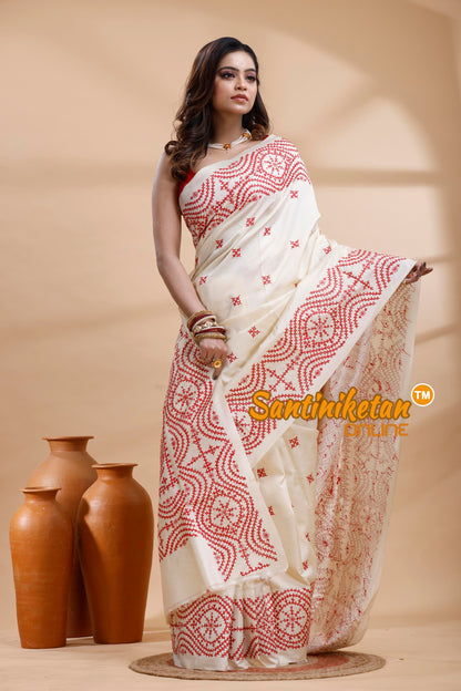 Tussar Silk Gujrati Stitch Saree