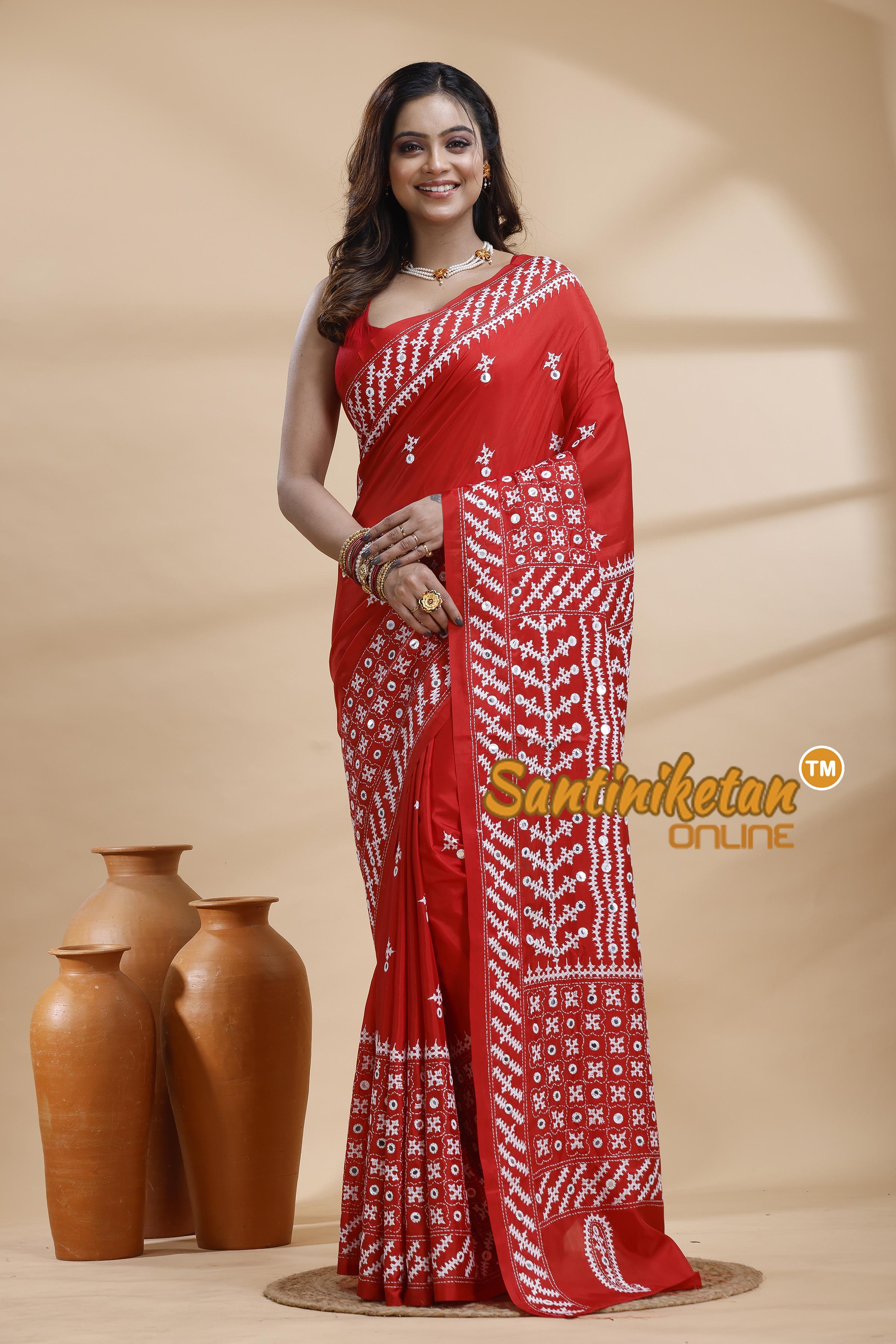 Bangalore Silk Gujrati Stitch Saree