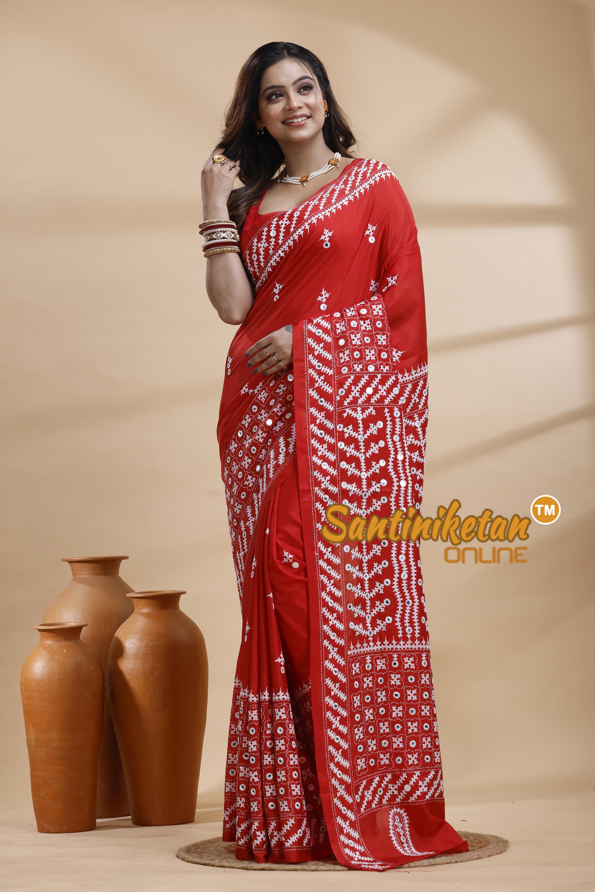 Bangalore Silk Gujrati Stitch Saree