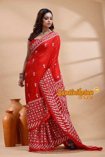 Bangalore Silk Gujrati Stitch Saree