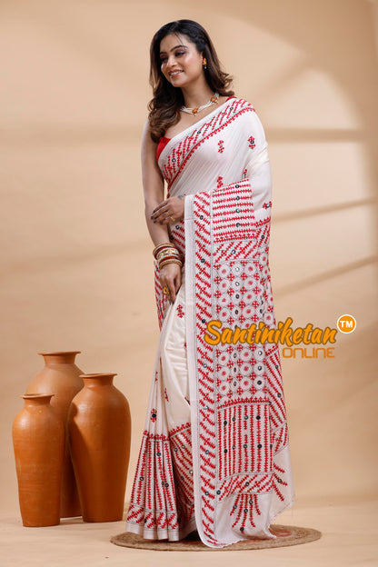 Bangalore Silk Gujrati Stitch Saree
