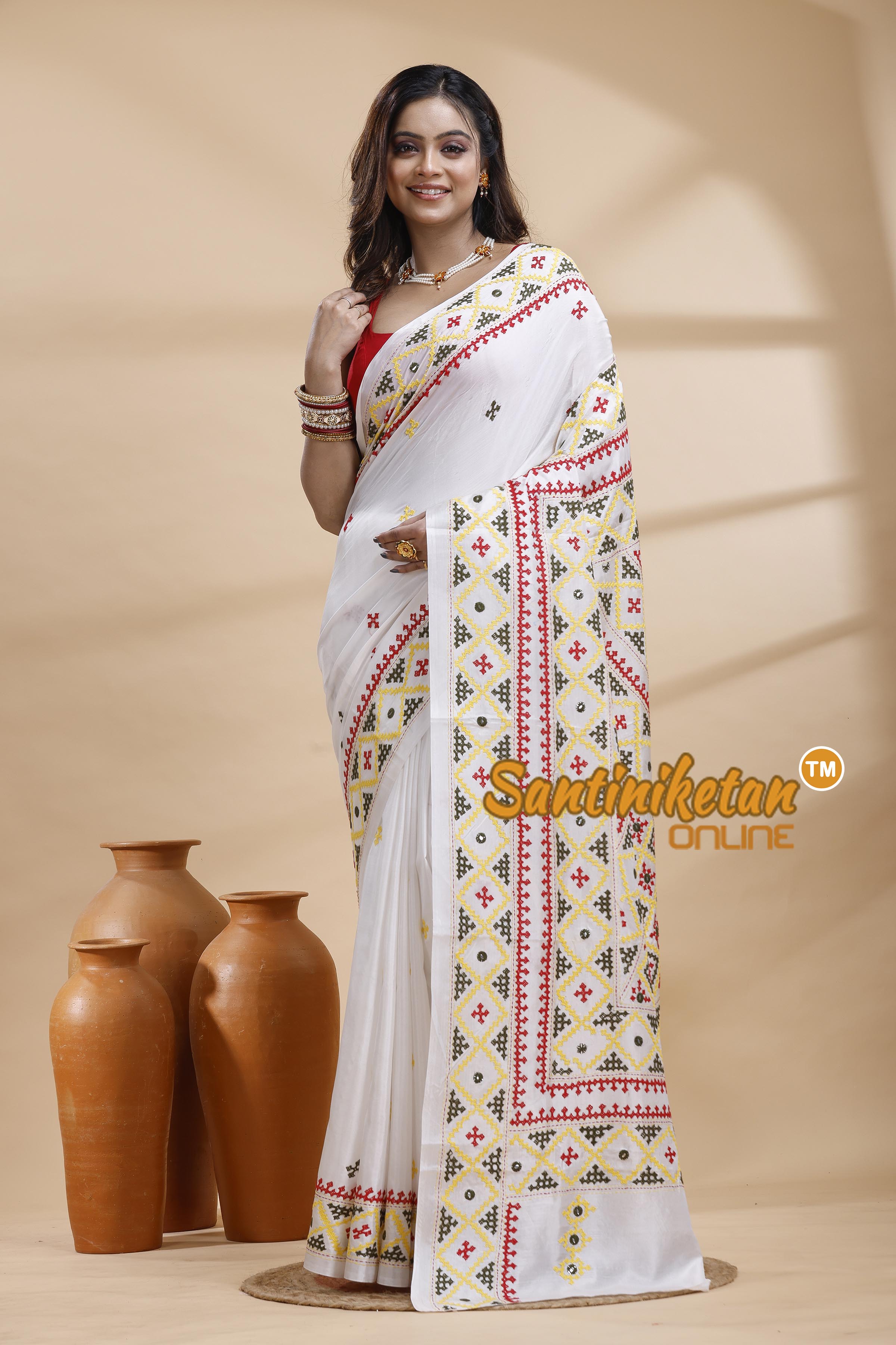Bangalore Silk Gujrati Stitch Saree