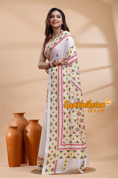 Bangalore Silk Gujrati Stitch Saree
