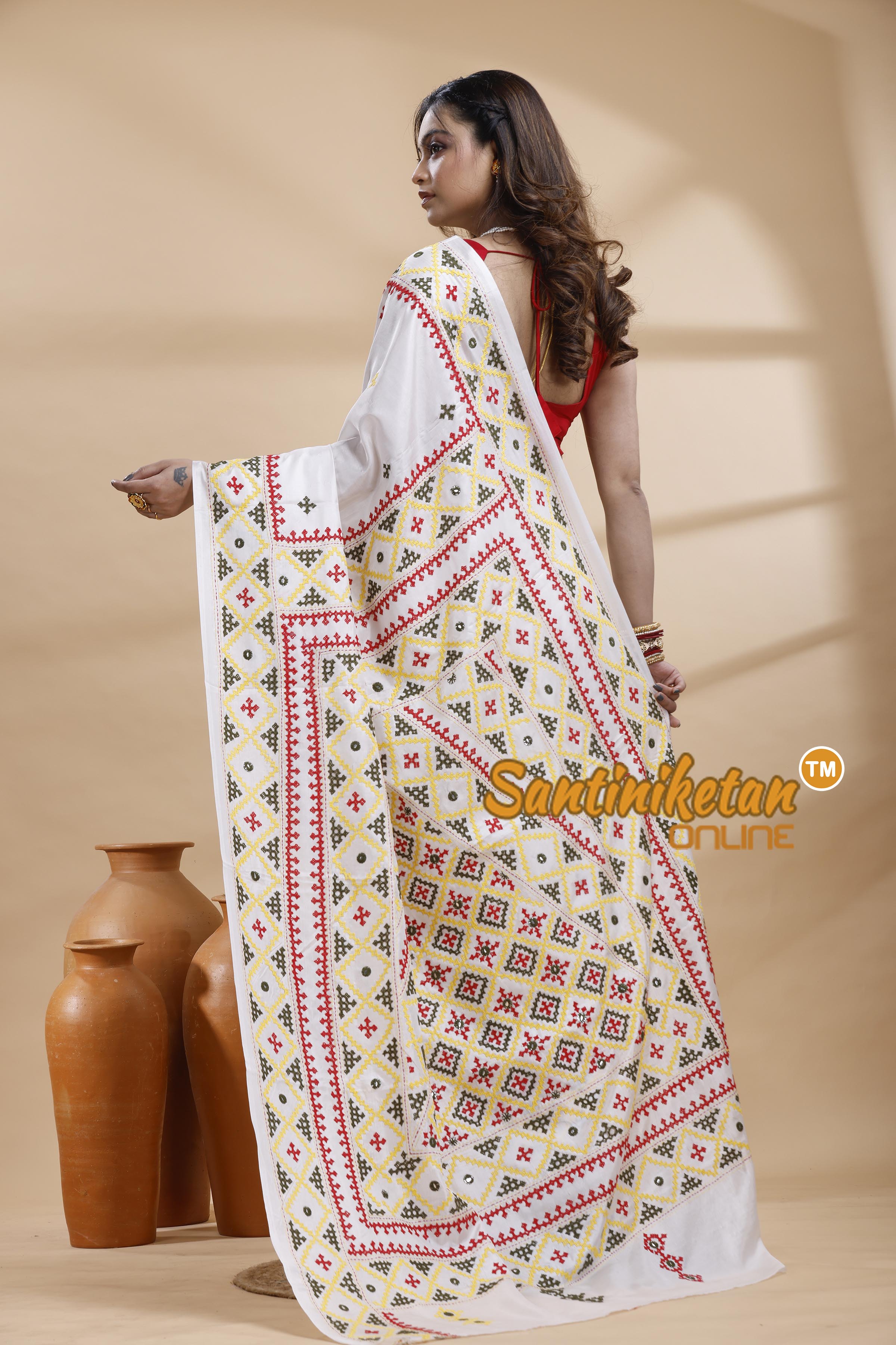 Bangalore Silk Gujrati Stitch Saree